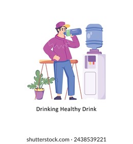 Drinking Healthy Drink flat style design vector stock illustrations. 