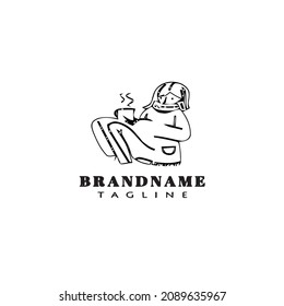 Kaffee trinken im Winter Kaffee-Outdoor-Logo-Symbol moderne Vektorgrafik