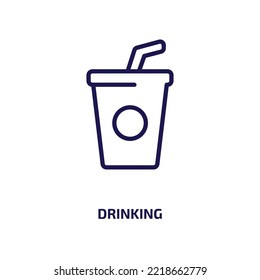 drinking icon from food collection. Thin linear drinking, drink, wine outline icon isolated on white background. Line vector drinking sign, symbol for web and mobile