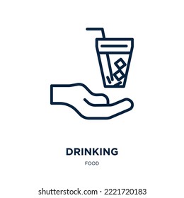 icono de bebida de la colección de alimentos. Bebida lineal delgada, restaurante, icono del contorno de la bebida aislado en fondo blanco. Señal de consumo de vectores de línea, símbolo para web y móvil
