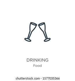 Drinking icon. Thin linear drinking outline icon isolated on white background from food collection. Line vector sign, symbol for web and mobile