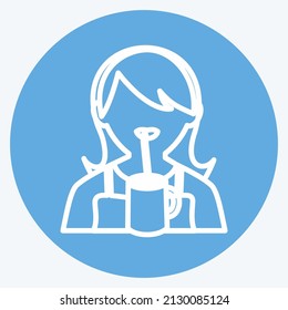 Drinking Icon in trendy blue eyes style isolated on soft blue background