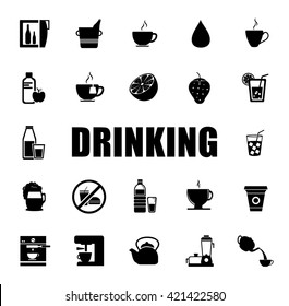 drinking icons set
