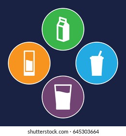 Drinking icons set. set of 4 drinking filled icons such as milk
