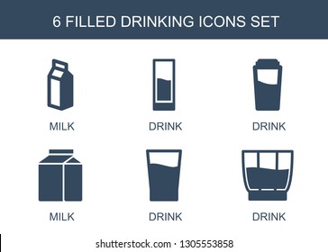 drinking icons. Trendy 6 drinking icons. Contain icons such as milk, drink. drinking icon for web and mobile.