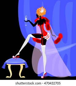 drinking lady in the corset
