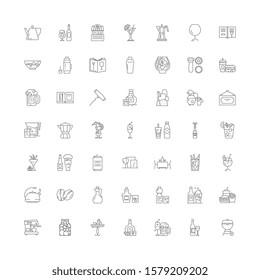Drinking linear icons, signs, symbols vector line illustration set