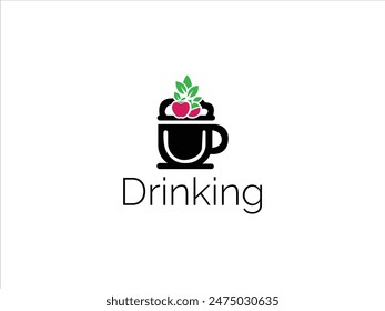 Drinking logo design,juice glass vector