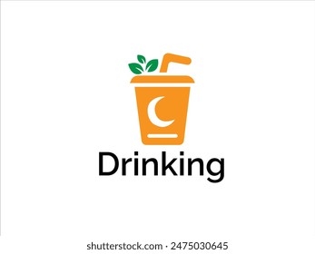 Drinking logo design,juice glass vector