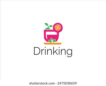Drinking logo design,juice glass vector