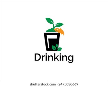 Drinking logo design,juice glass vector