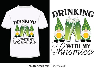 drinking with my ghnomies t shirt design, vector file.