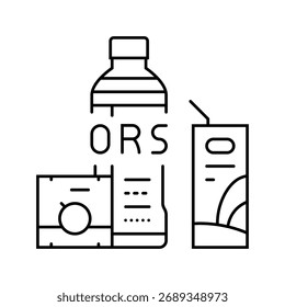 Beber solución de rehidratación oral Línea icono Vector Beber solución de rehidratación oral Signo. Contorno aislado Símbolo Negro Ilustración