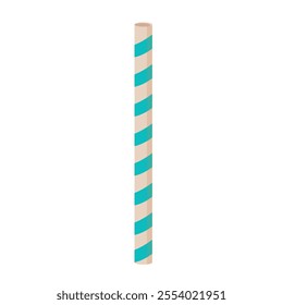 Drinking paper straw with blue stripes vector illustration.