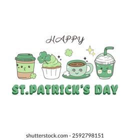 Drinking Patrick's Day with  Coffee Cups Vector file, St Patricks Day t-shirt Design