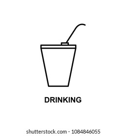 drinking in plastic cup icon. Element of cinema for mobile concept and web apps. Thin line drinking in plastic cup icon can be used for web and mobile. Premium icon on white background