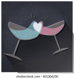 drinking poster, drink love, cocktail party, heart , alcohol,
glass blue , pink, glass , spray, shabby background, holiday poster