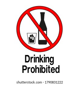 Drinking prohibited,No alcohol sign isolated on white background