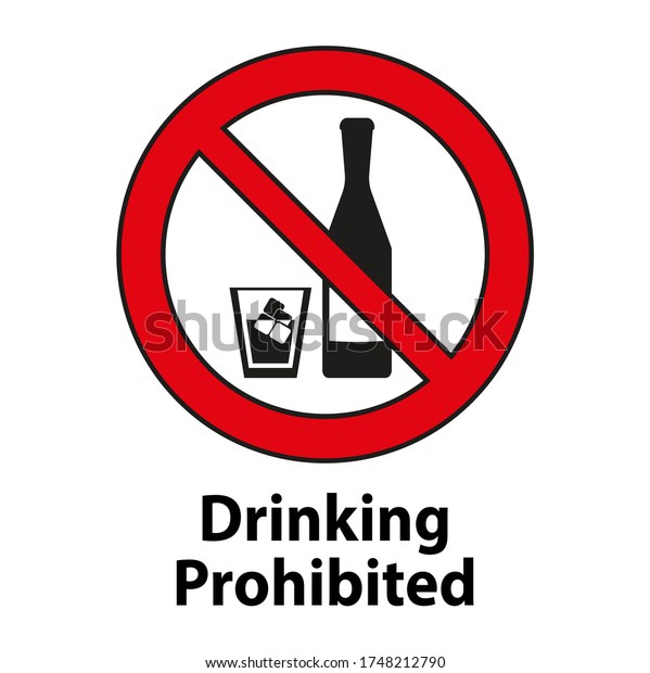 Drinking prohibited,No alcohol sign isolated\
on white background
