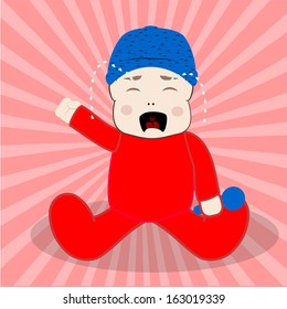 Drinking red and blue dress crying striped background