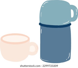 Drinking set for camping  including cup and thermos