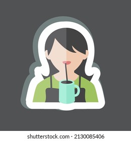 Drinking Sticker in trendy isolated on black background