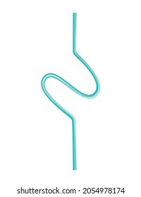 Beber paja en forma o diseño abstracto. Plástico desechable en color y paja flexible para zumo de bebida y cóctel. Ilustración vectorial de la tubería curva