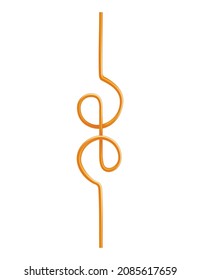 Drinking straw in abstract design or form. Color disposable plastic and flexible straw for beverage juice and cocktail. Vector illustration of curved pipe line