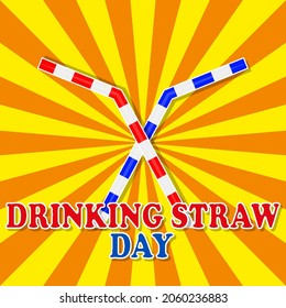 Drinking Straw Day banner, vector art illustration.