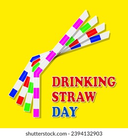 Drinking straw day Birthday Cocktail Straws, vector art illustration.