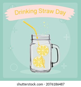 Drinking straw day. Symbol of celebration of the Day of Drinking Straw. Vector illustration.