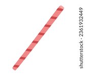 Drinking straw, flat striped illustration isolated on white. Cocktail straw picture for logo or sign. Hot drinks element for design, card, poster, perk decoration.
