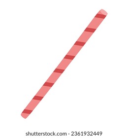 Drinking straw, flat striped illustration isolated on white. Cocktail straw picture for logo or sign. Hot drinks element for design, card, poster, perk decoration.