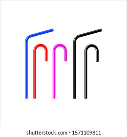 Drinking Straw Icon, Drinking Tube Icon, Straw Icon Vector Art Illustration