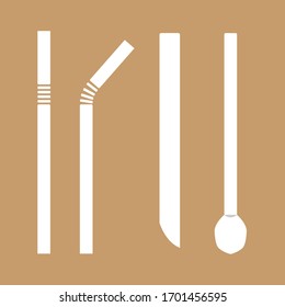 Drinking straw isolated on brown background , Vector illustration.