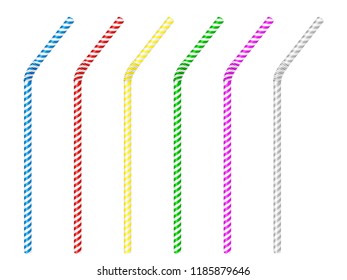 Drinking straw set on a white background. Vector illustration.