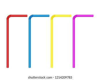 Drinking straw set on a white background. Vector illustration.