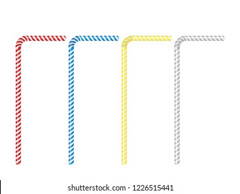 Drinking straw set on a white background. Vector illustration.