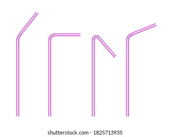 Drinking straw set on a white background. Vector illustration.