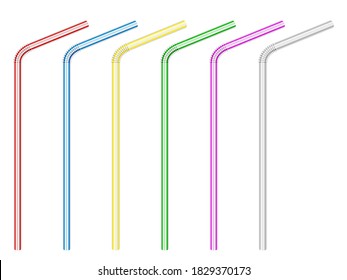 Drinking straw set on a white background. Vector illustration.