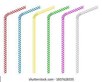 Drinking straw set on a white background. Vector illustration.