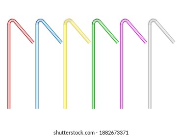 Drinking straw set on a white background. Vector illustration.