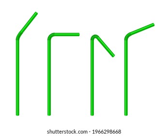 Drinking straw set on a white background. Vector illustration.