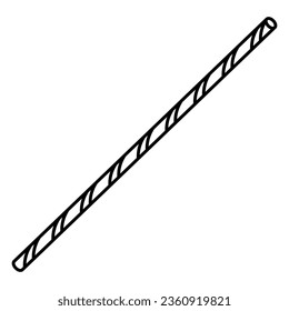 Drinking straw. Sketch. Vector illustration. Doodle style. Striped plastic straw for drinking a refreshing cocktail. Special device for drinks. Outline on isolated background. Idea for web design