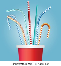 Drinking straws in a cup vector illustration 