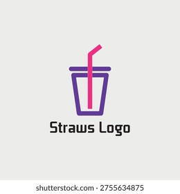drinking straws logo design vector 