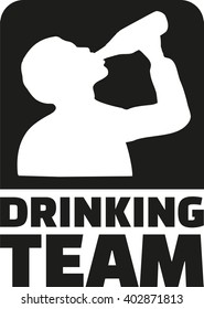 Drinking Team emblem with silhouette of drinking man