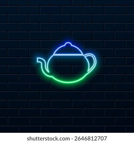 drinking teapot traditional black logo design vector icon symbol illustration. neon.Icon tea symbol..