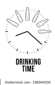 Drinking Time Analog Clock Poster