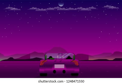 drinking under moonlight neon lighting vector illustration eps10